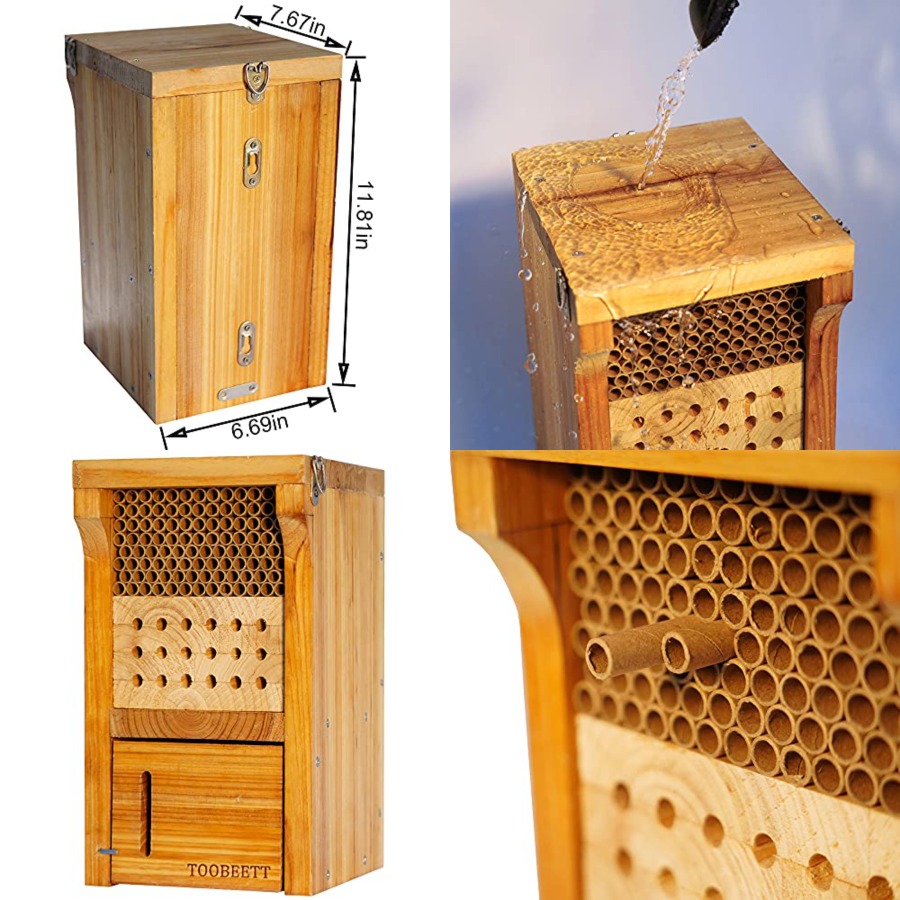 Insect Hotel Wood - Mason Bee House Wax Coated Mason