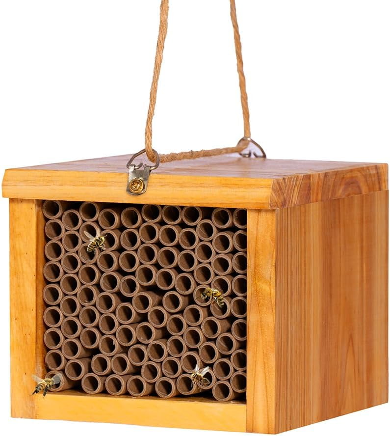 Insect Hotel Wood - Wax Coated Handmade Wooden Bee House