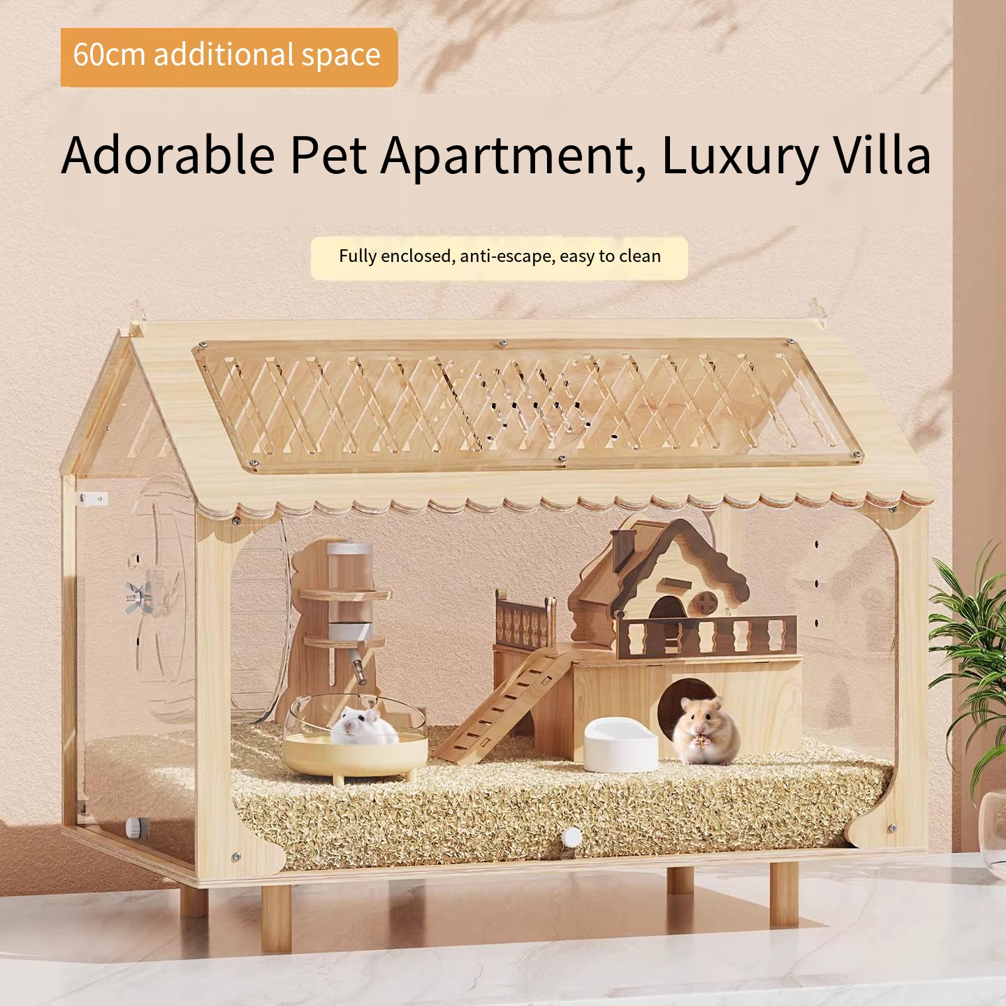 Insect Hotel Wood - Hamster cage large villa-style enclosure for