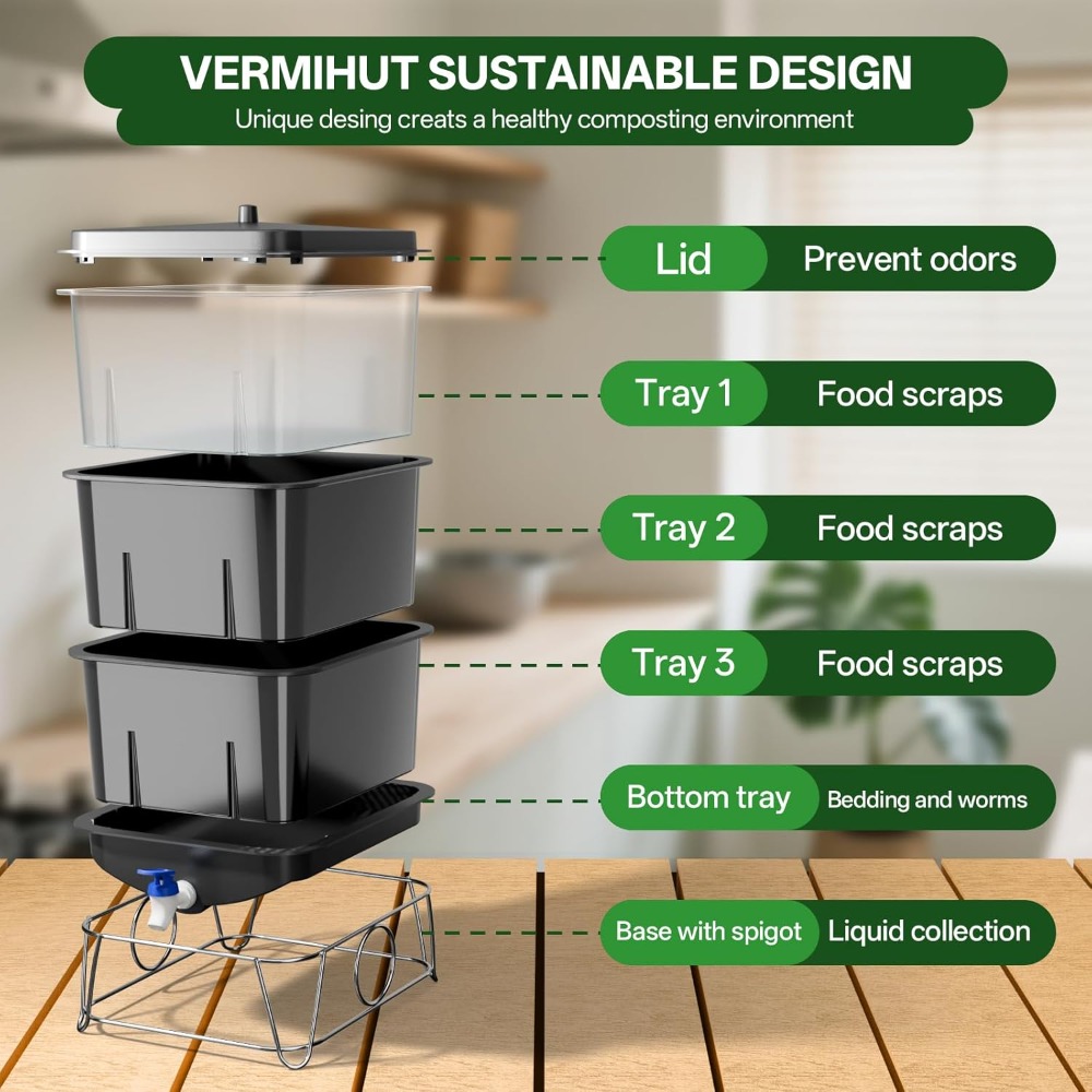 3-Tray 15L Worm Farm Compostin - Composting Kit Indoor のレビューと価格