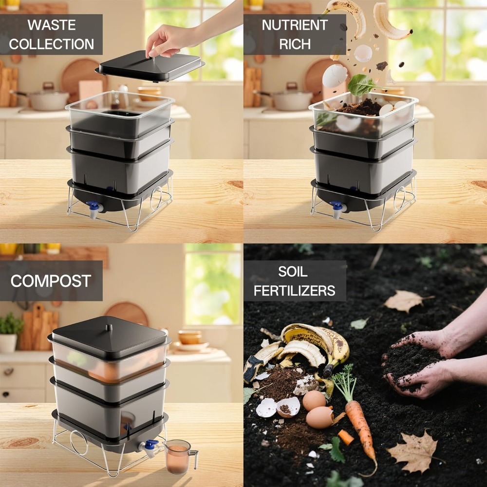 3-Tray 15L Worm Farm Compostin - Composting Kit Indoor のレビューと価格