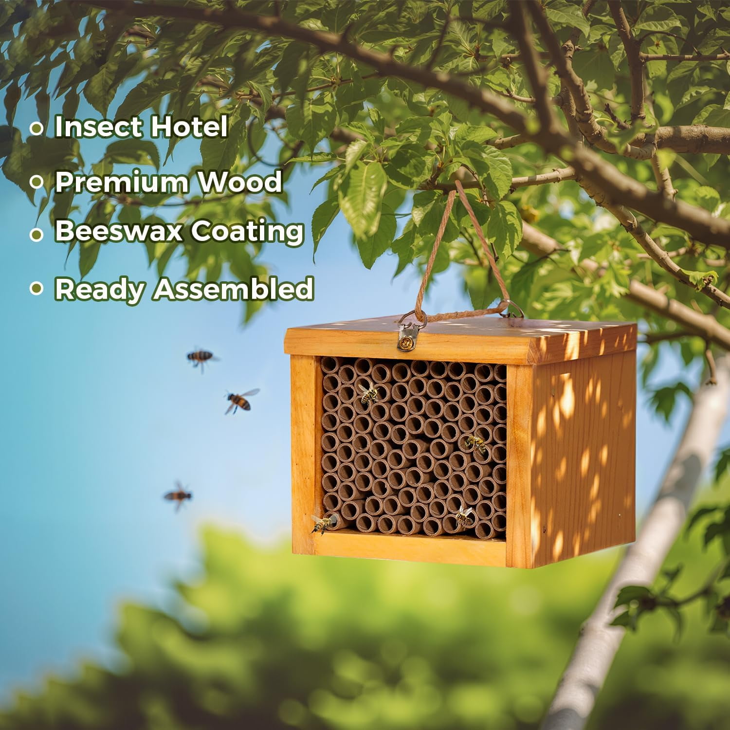 Wax Coated Handmade Wooden Bee - Insect Hotel Wood のレビューと価格