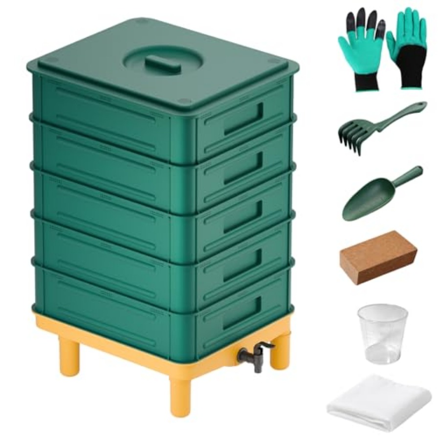 5-Layer Worm Compost Bin 85L W - Composting Kit Indoor のレビューと価格