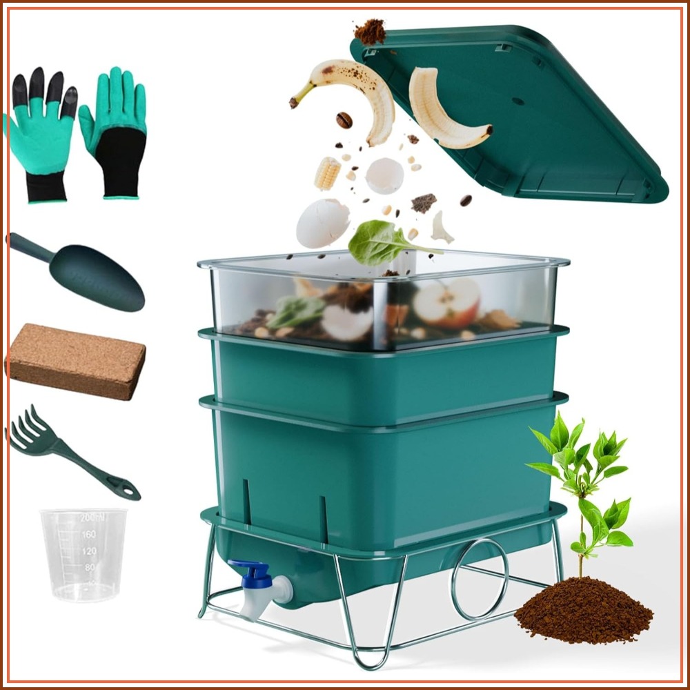 3-Tier 15L Worm Farm Compostin - Composting Kit Indoor のレビューと価格
