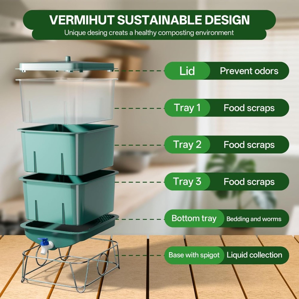 3-Tier 15L Worm Farm Compostin - Composting Kit Indoor のレビューと価格
