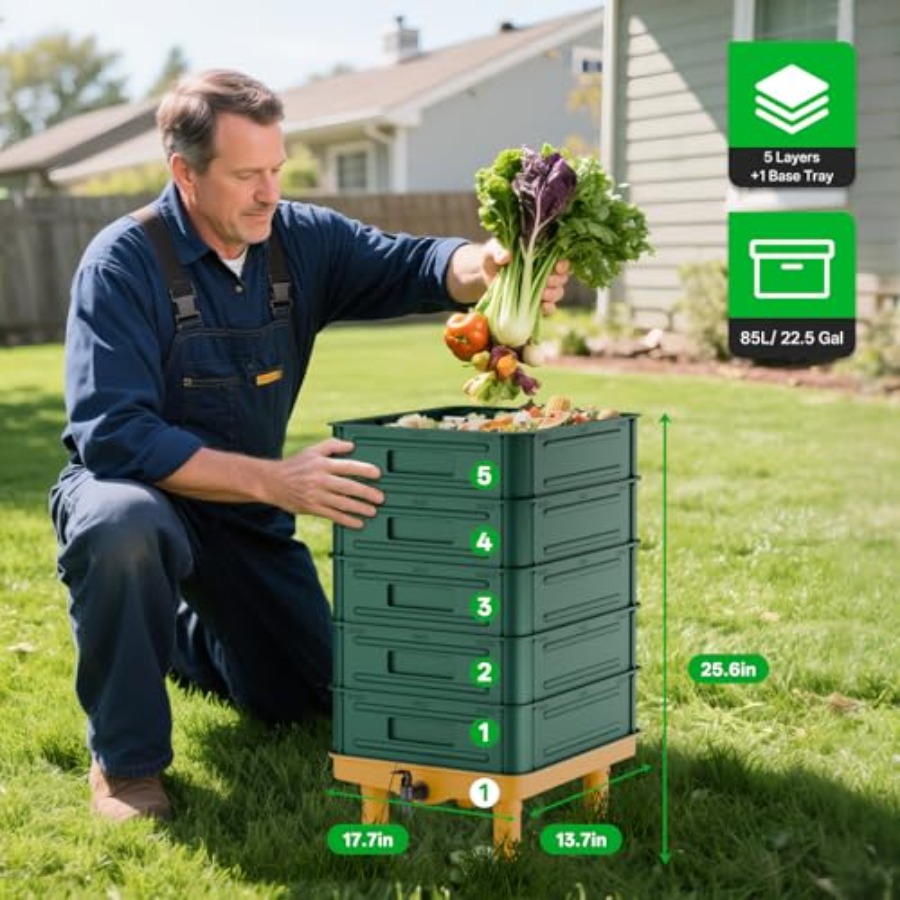 5-Layer Worm Compost Bin 85L W - Composting Kit Indoor のレビューと価格